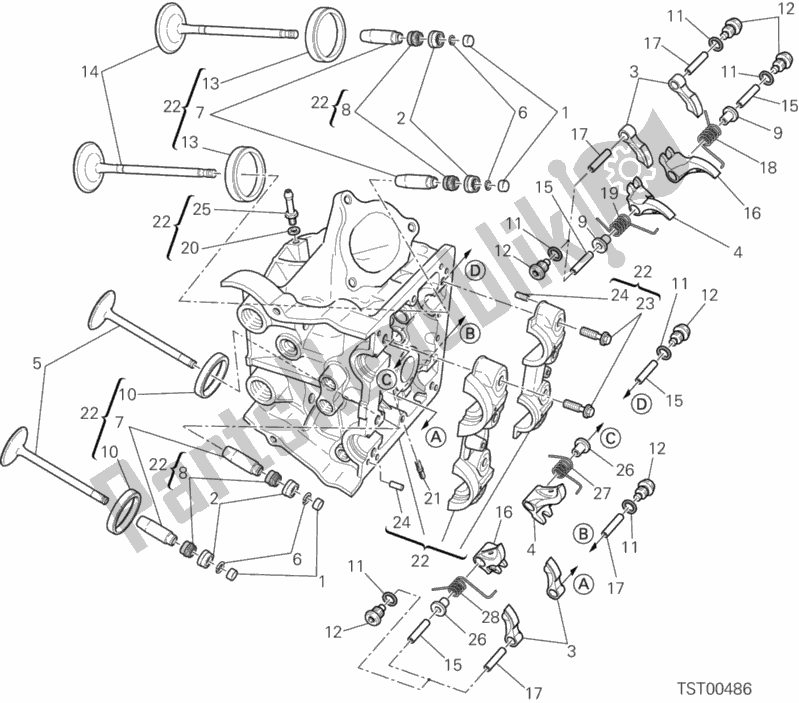 Todas as partes de Cabeça Horizontal do Ducati Hypermotard SP USA 821 2013